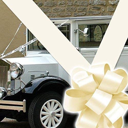 Ivory Wedding Car Ribbon & Bow Set – Elegant Decor for Your Special Day