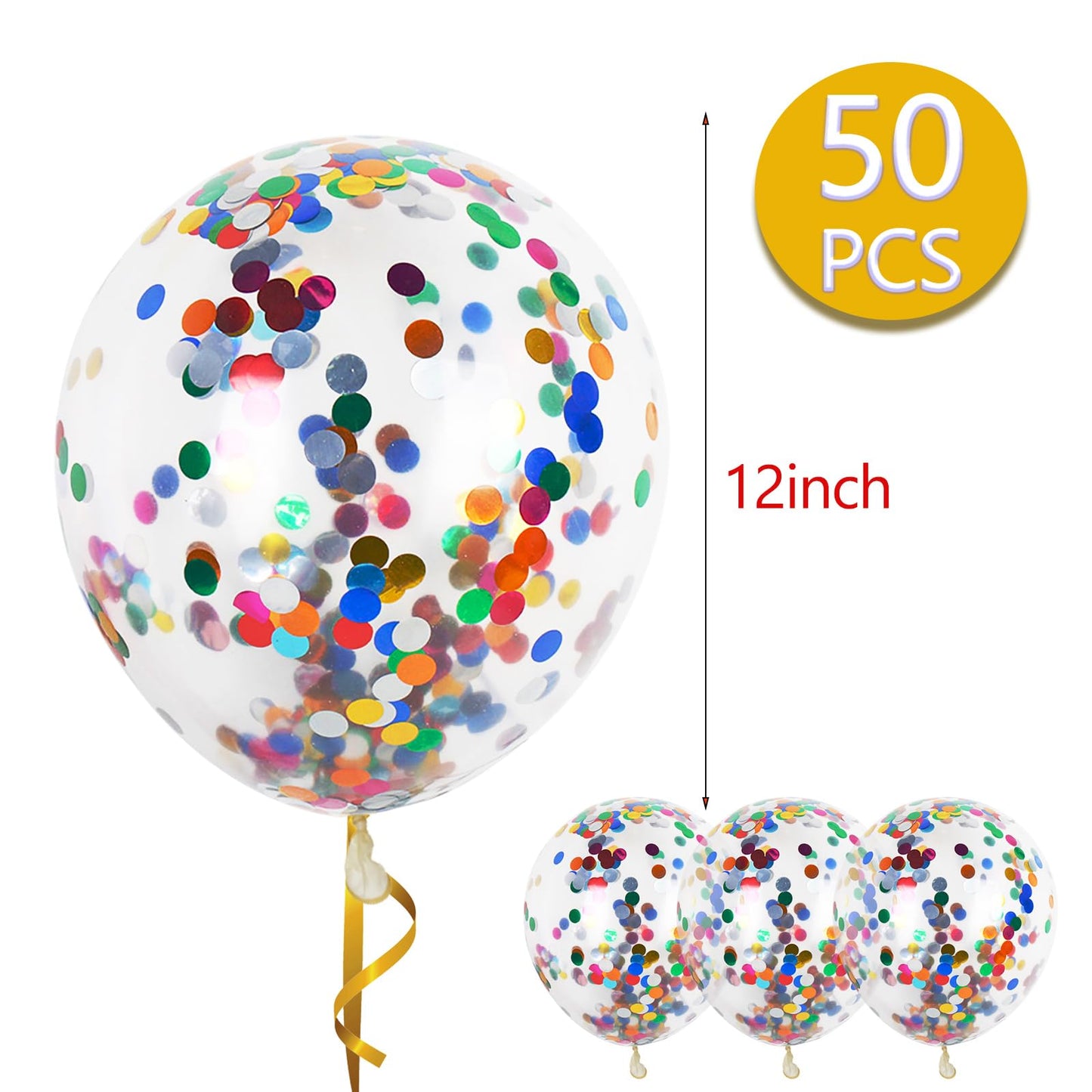 Colorful Confetti Party Balloons – 50 Pack (12")