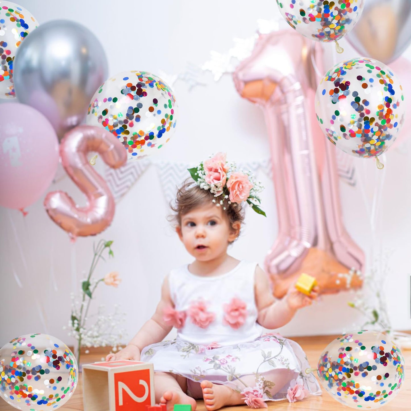Colorful Confetti Party Balloons – 50 Pack (12")