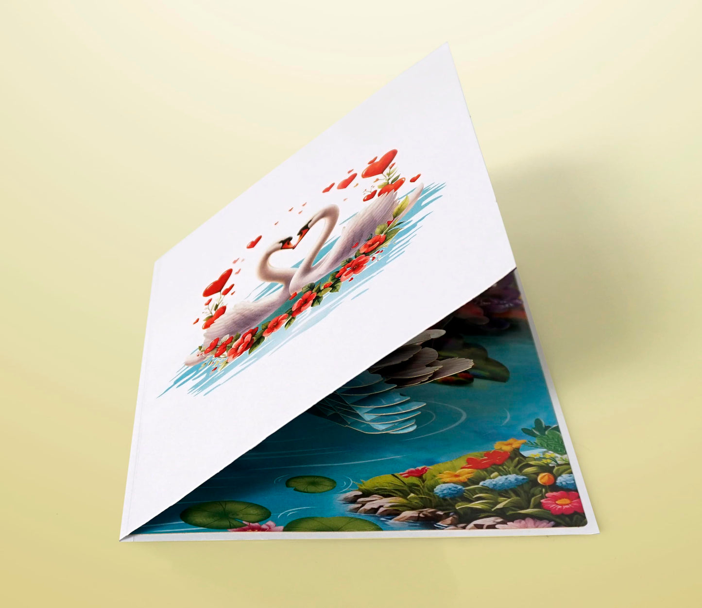 Romantic Swan Couple Pop-Up Card – Perfect for Weddings & Anniversaries