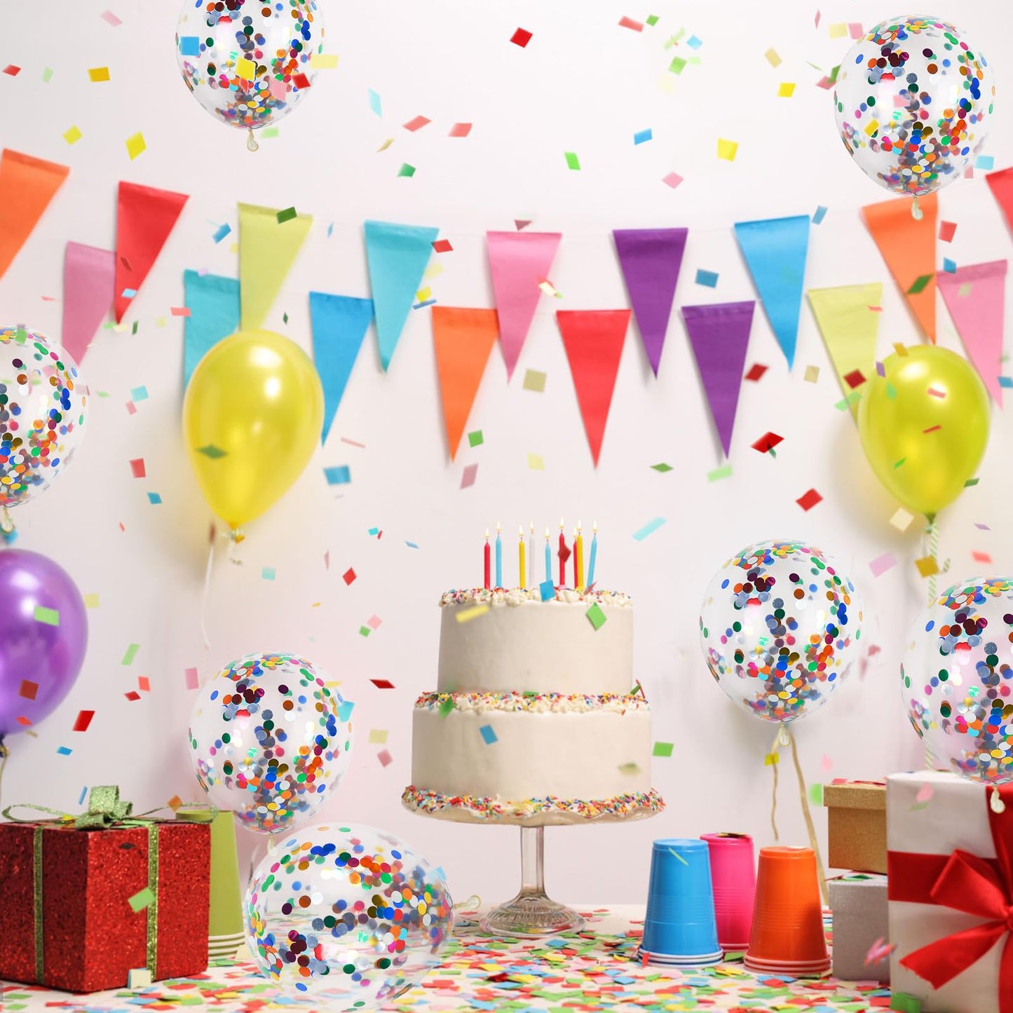 Colorful Confetti Party Balloons – 50 Pack (12")