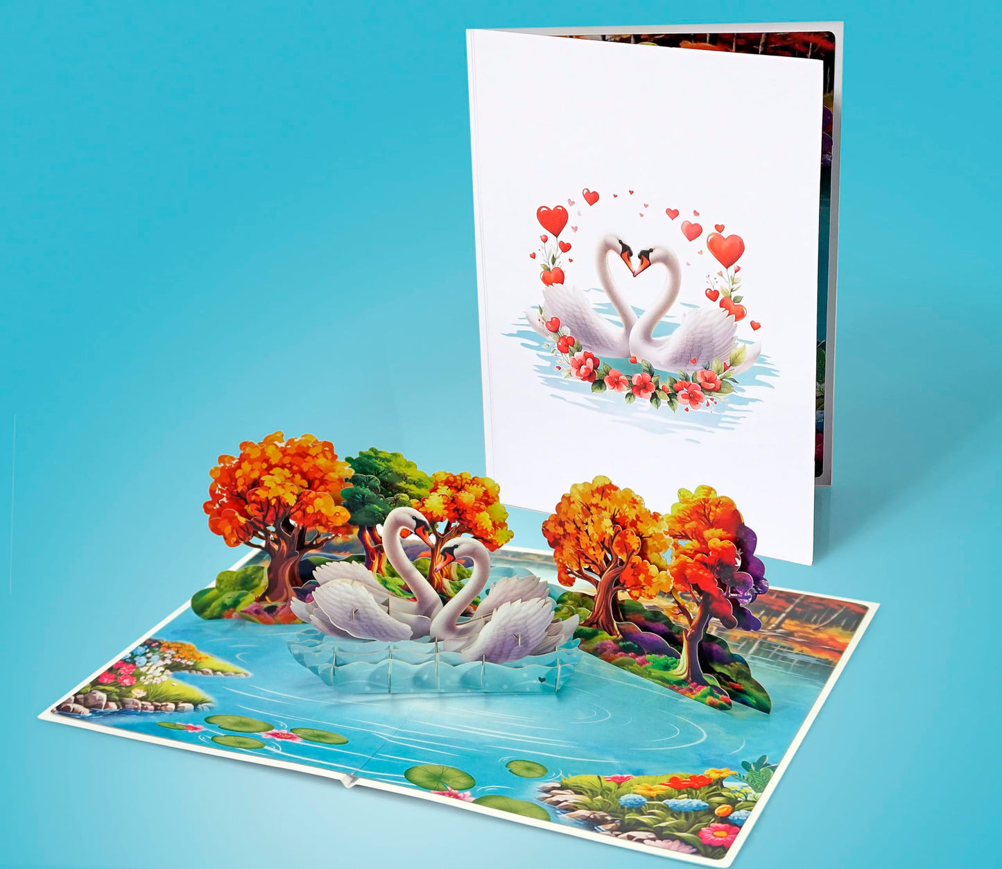Romantic Swan Couple Pop-Up Card – Perfect for Weddings & Anniversaries