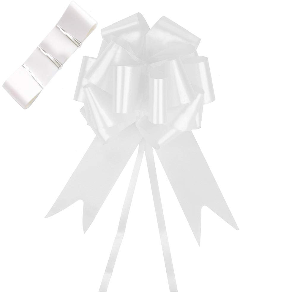 White Wedding Car Bow & Ribbon Set – Add a Sparkle to Your Special Day