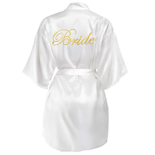 Elegant Bride Satin Robe – Perfect for Your Wedding Morning