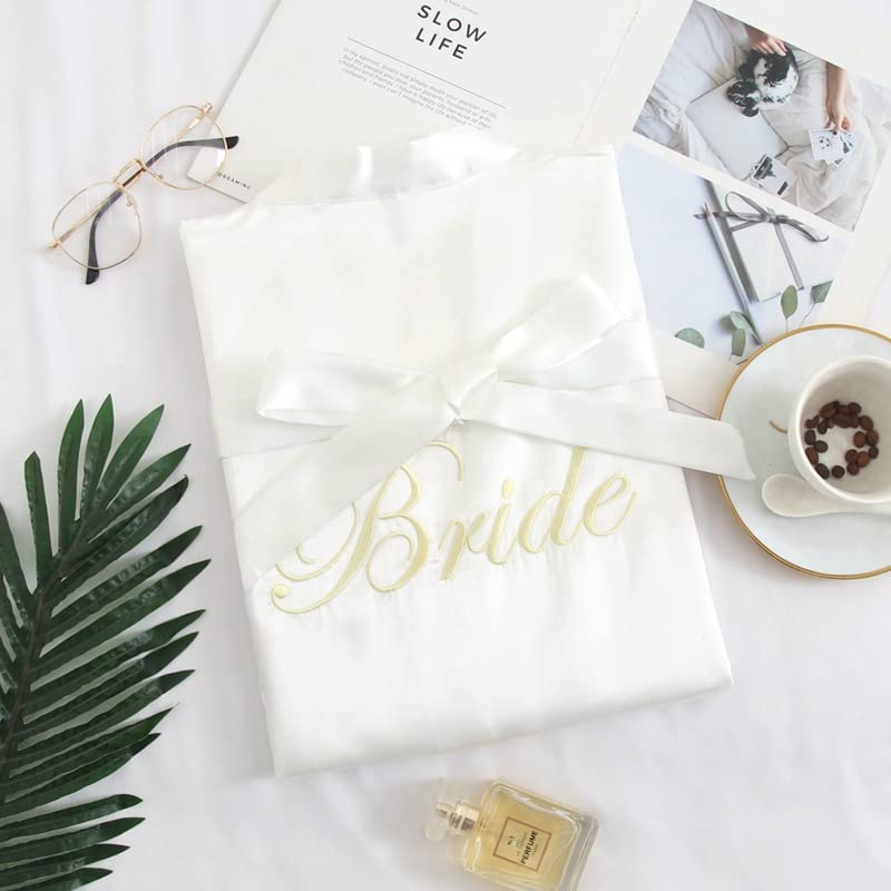 Elegant Bride Satin Robe – Perfect for Your Wedding Morning