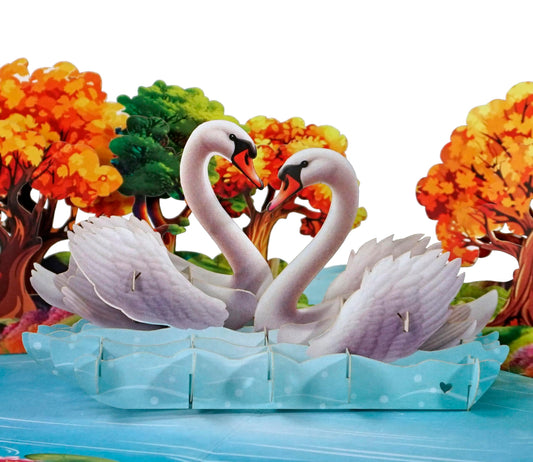 Romantic Swan Couple Pop-Up Card – Perfect for Weddings & Anniversaries