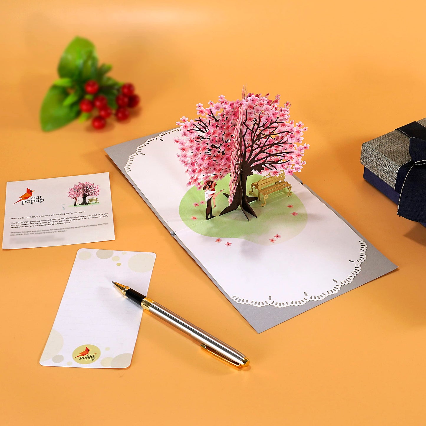 3D Cherry Couple Card – Perfect for Brides, Weddings & Special Occasions